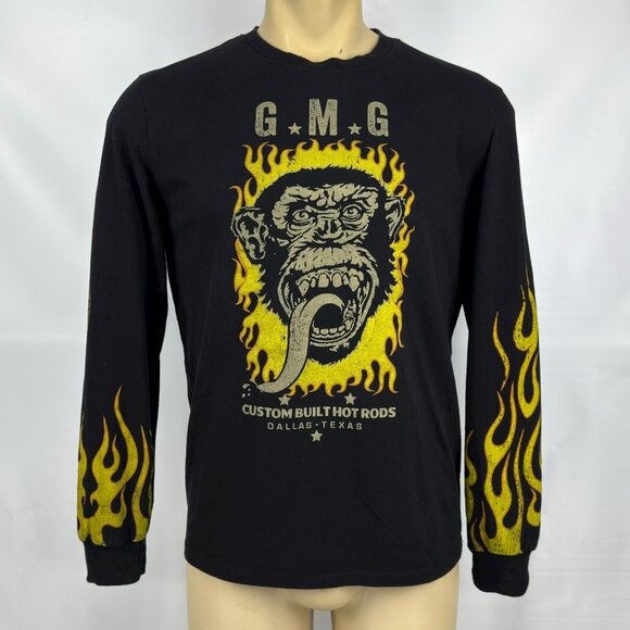 Gas Monkey Garage GMG flames long sleeve graphic tee shirt Dallas Texas men’s - Picture 2 of 8
